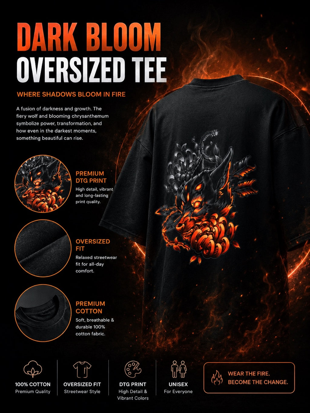 Wolf Terry Oversized Premium Quality Cotton Tee