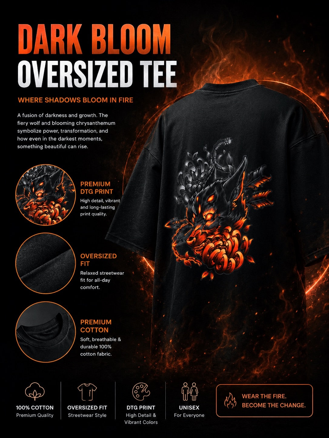 Wolf Terry Oversized Premium Quality Cotton Tee